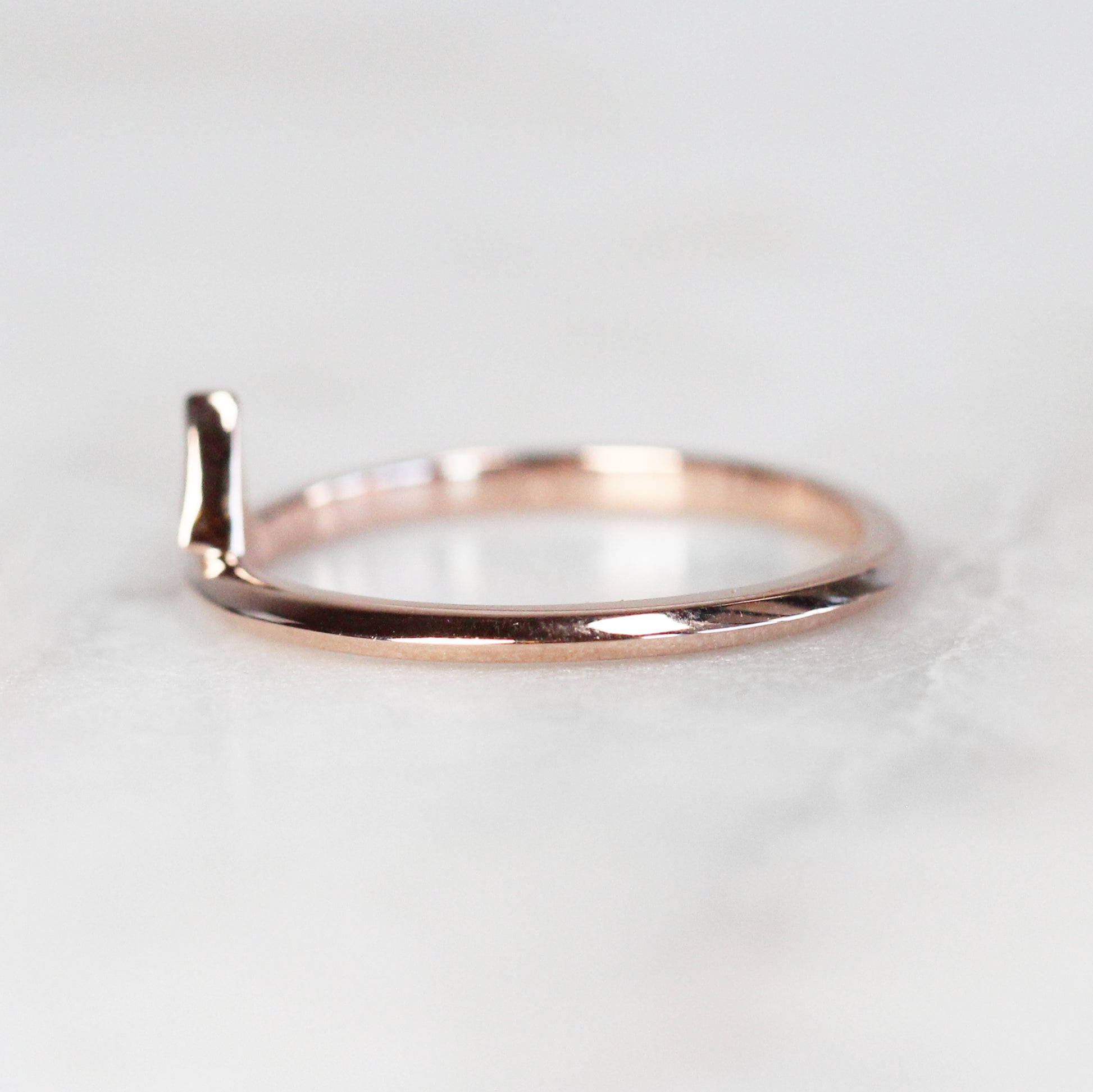 Minimal Diamond Triangle Stacking Ring in 14k Rose Gold - Ready to Size and Ship - Midwinter Co. Alternative Bridal Rings and Modern Fine Jewelry