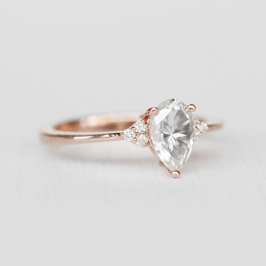 Imogene Ring with a Pear Moissanite and diamonds in your choice of gold - Midwinter Co. Alternative Bridal Rings and Modern Fine Jewelry
