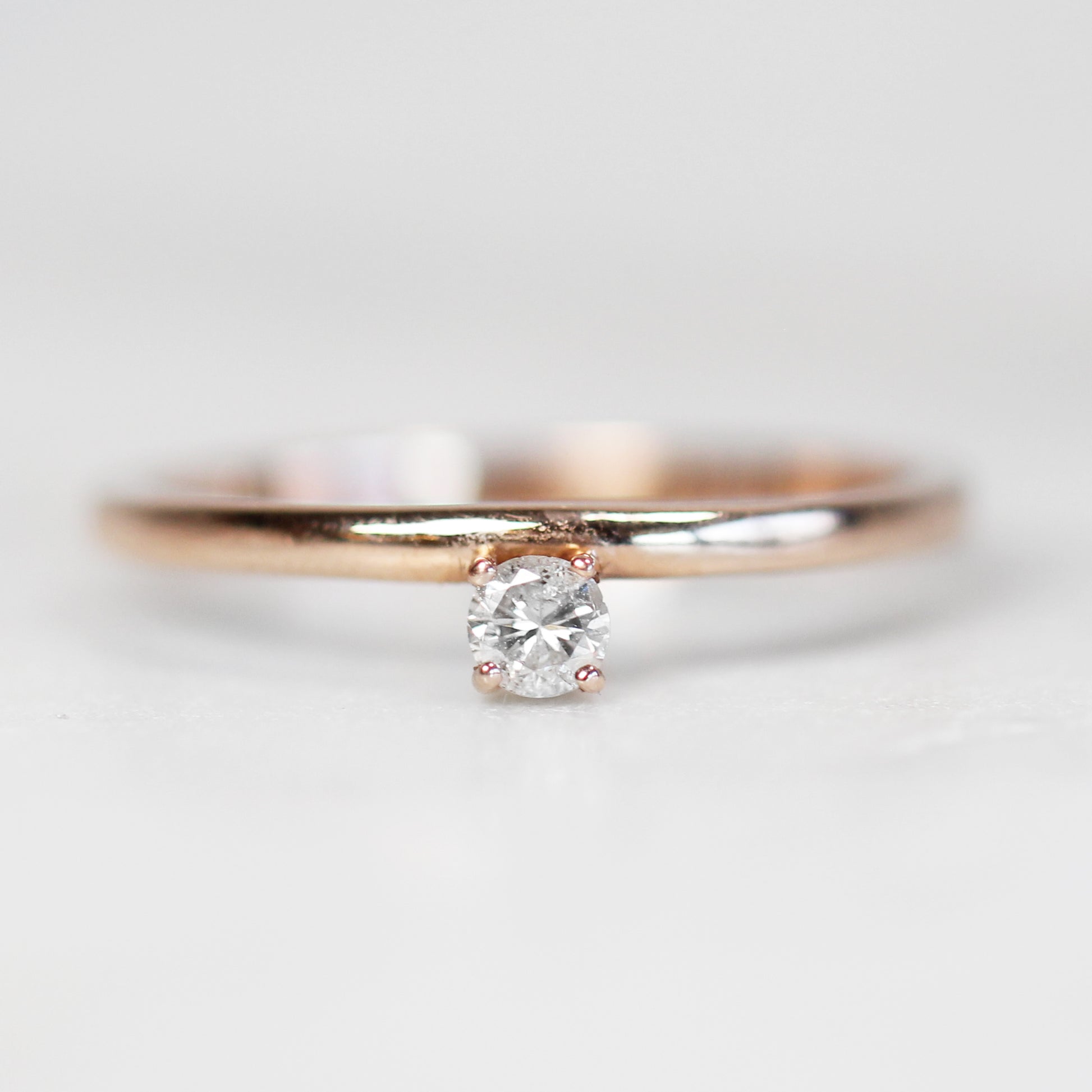 Najeal Ring - Asymmetrical Solitaire Diamond Ring in 14k Rose Gold - Midwinter Co. Alternative Bridal Rings and Modern Fine Jewelry