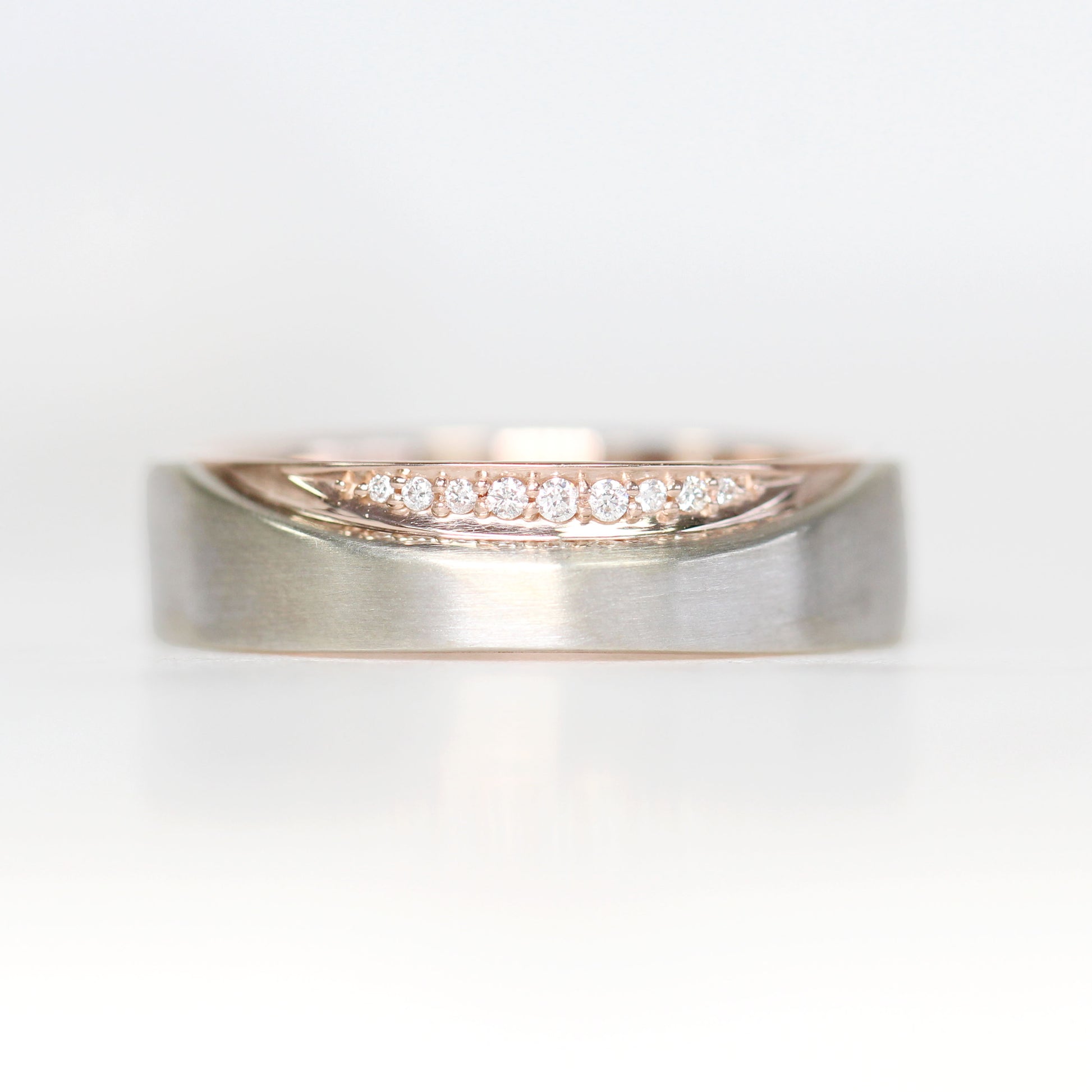Caelen NAME Two Toned Band with 9 Graduated Diamonds - Made to Order - Midwinter Co. Alternative Bridal Rings and Modern Fine Jewelry