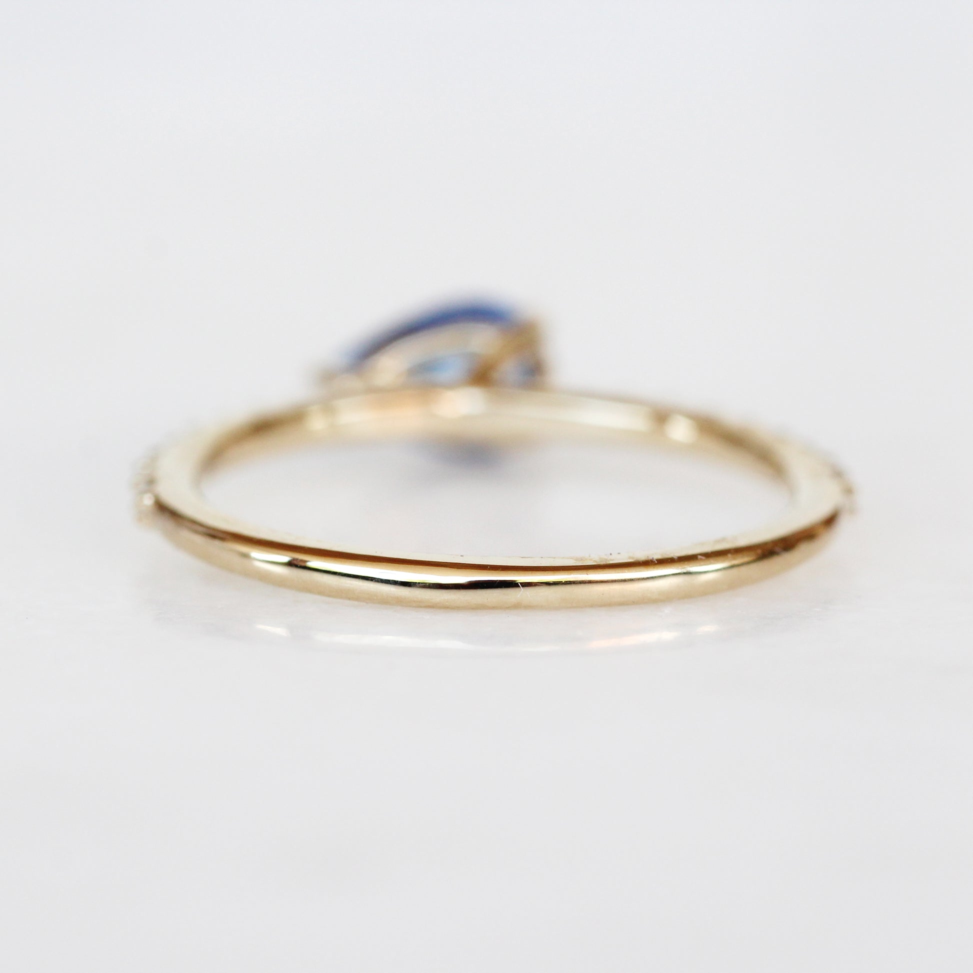 Raine Ring with a Pear Sapphire in 10k Yellow Gold - Ready to Size and Ship - Midwinter Co. Alternative Bridal Rings and Modern Fine Jewelry