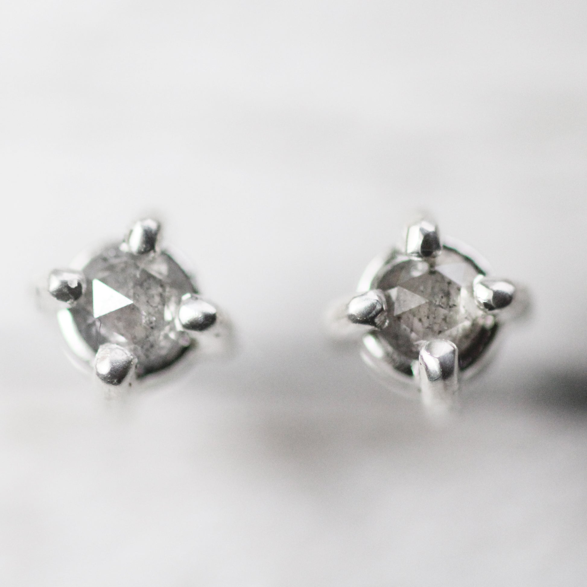 0.50 ct Salt and Pepper Diamond Earrings Rose Gold Grey Diamond Studs 14K Yellow Gold - Made to Order