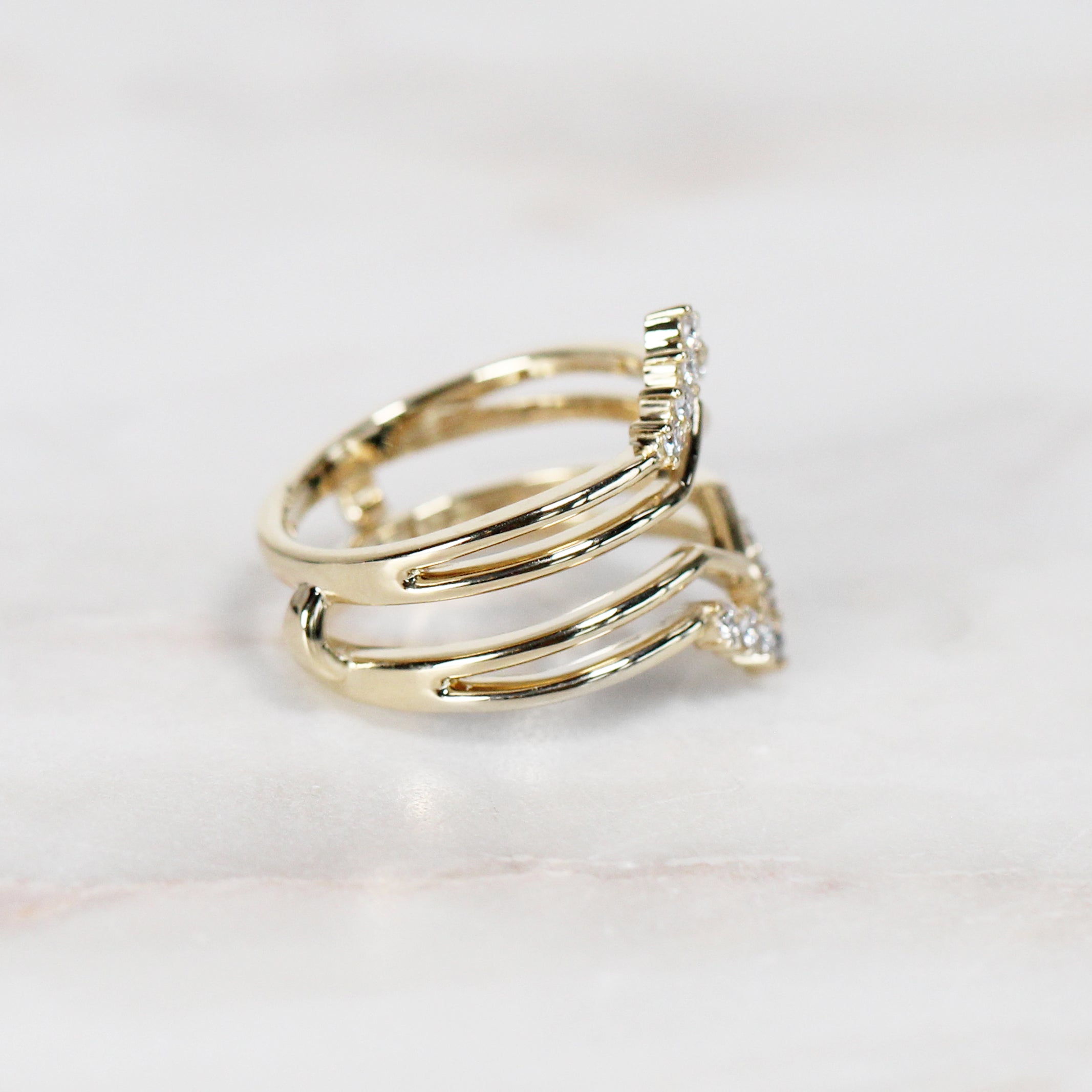 10k Yellow Gold Solitaire Enhancer Diamonds Ring Guard Wrap Wedding Band  NEW | eBay