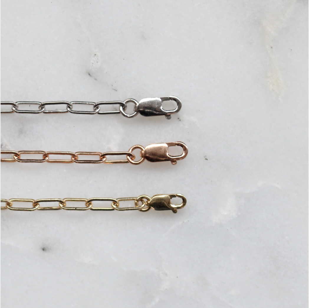 Elongated Chain 14k Solid Gold Bracelet - Made to Order in Your Choice of Gold - Midwinter Co. Alternative Bridal Rings and Modern Fine Jewelry