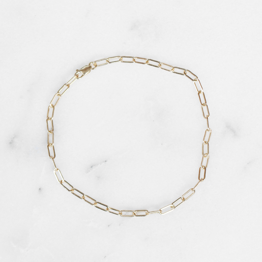 Elongated Chain 14k Solid Gold Bracelet - Made to Order in Your Choice of Gold - Midwinter Co. Alternative Bridal Rings and Modern Fine Jewelry