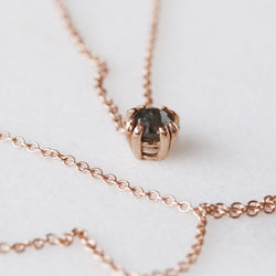 Thatcher Necklace with a Round Rose Cut Celestial Diamond in 14k Rose Gold - Ready to Ship - Midwinter Co. Alternative Bridal Rings and Modern Fine Jewelry