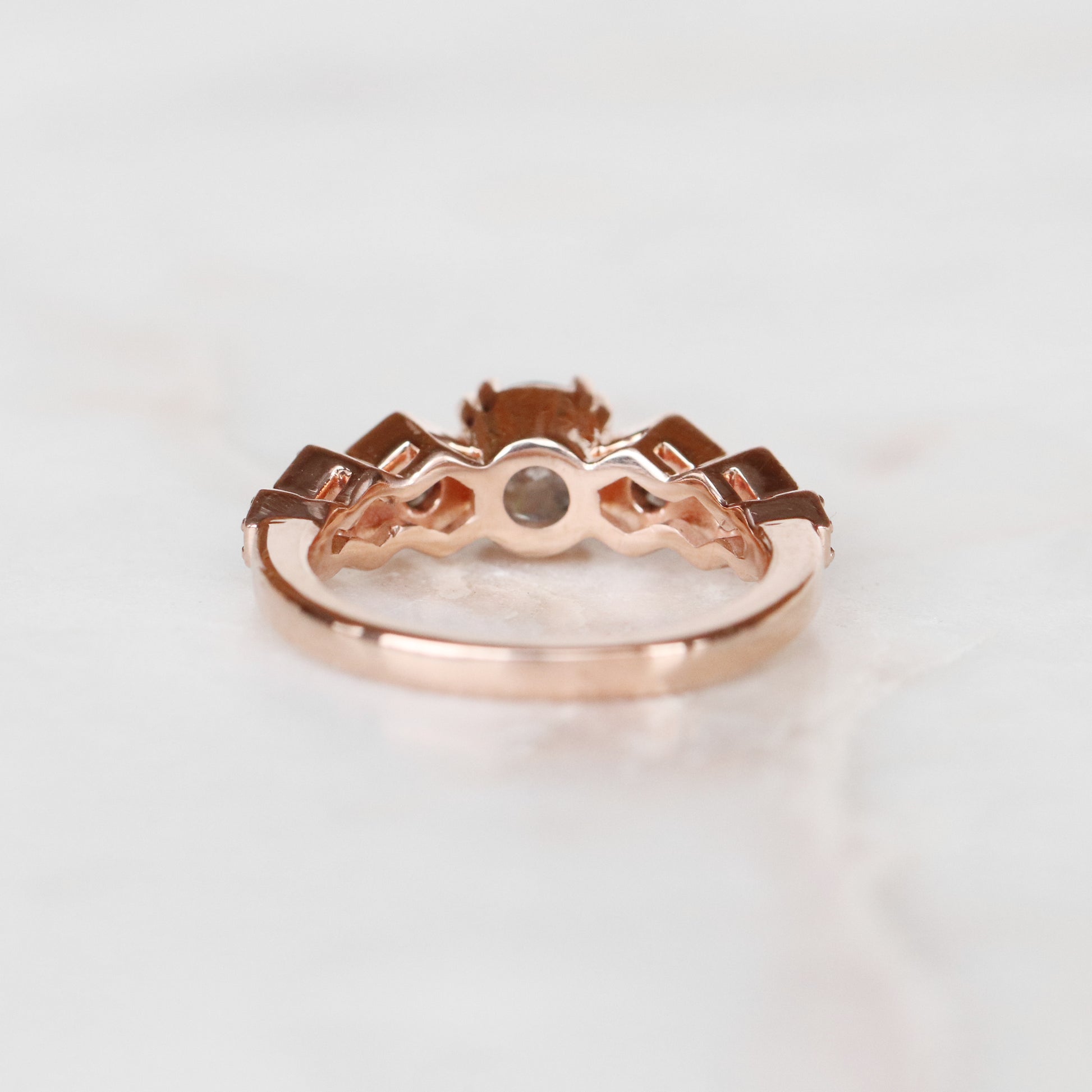 Wanda Ring with a .76 Carat Celestial Diamond and Accents in 14k Rose Gold - Ready to Size and Ship - Midwinter Co. Alternative Bridal Rings and Modern Fine Jewelry