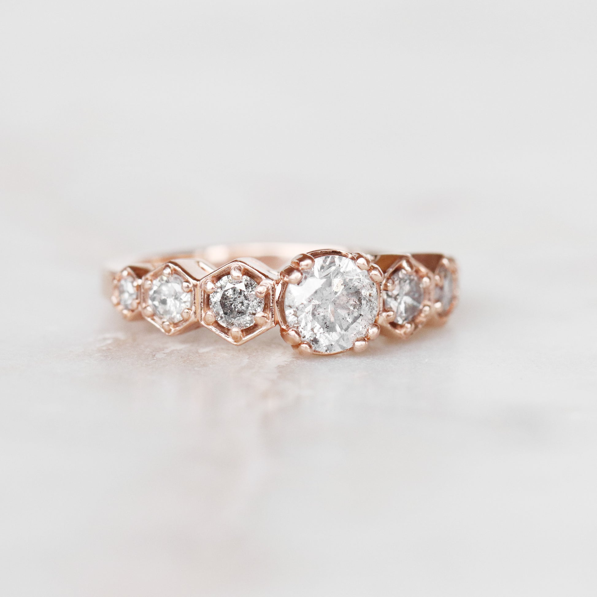 Wanda Ring with a .76 Carat Celestial Diamond and Accents in 14k Rose Gold - Ready to Size and Ship - Midwinter Co. Alternative Bridal Rings and Modern Fine Jewelry