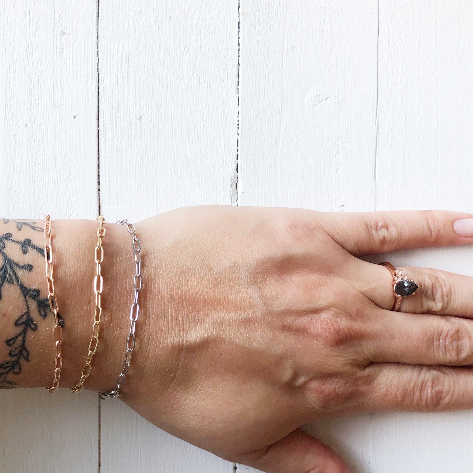 Elongated Chain 14k Solid Gold Bracelet - Made to Order in Your Choice of Gold - Midwinter Co. Alternative Bridal Rings and Modern Fine Jewelry