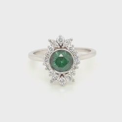 Juliette Ring with a 0.83 Carat Green Celestial Diamond and White Accent Diamonds in 14k White Gold - Ready to Size and Ship