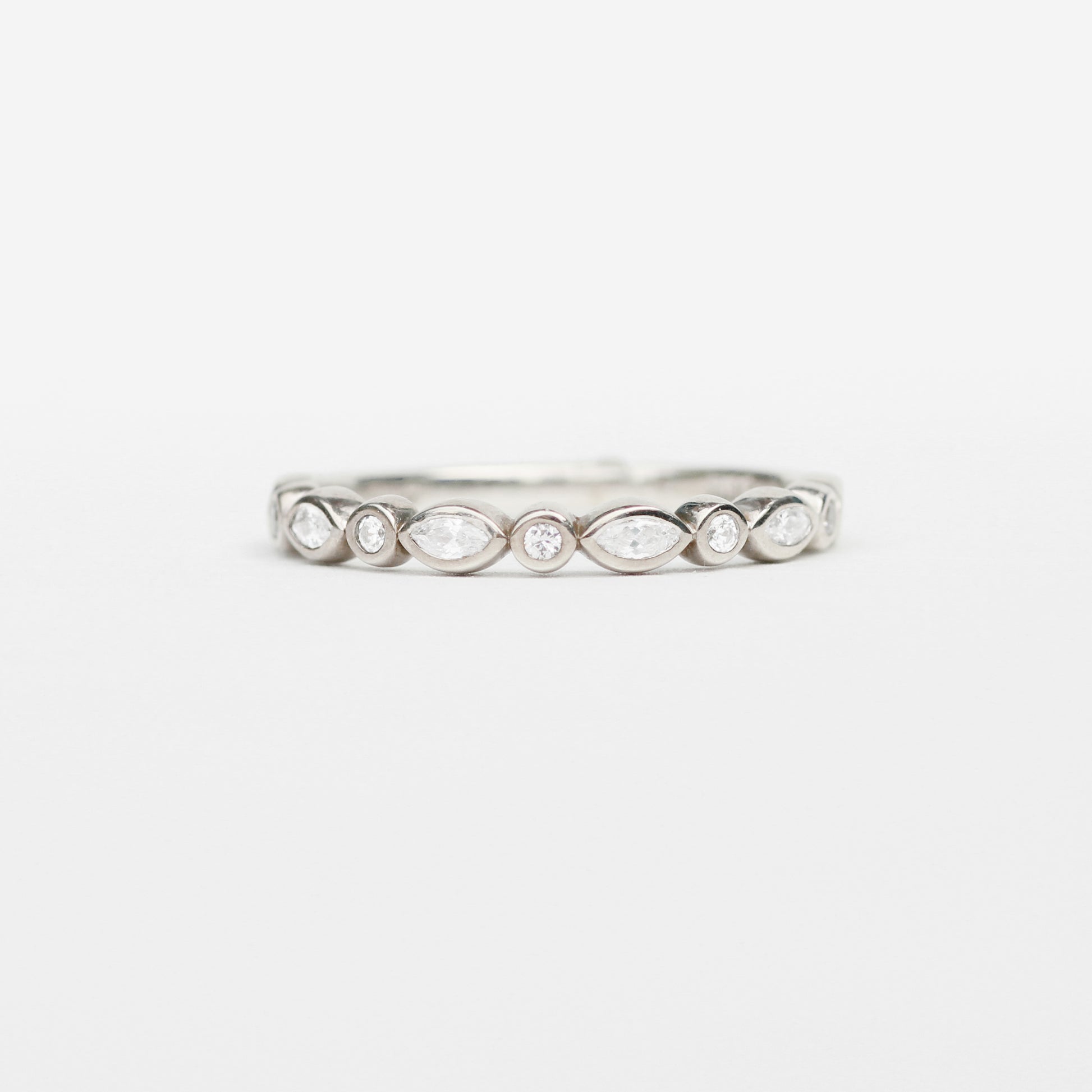 Ellyot band - diamonds in marquise and round cuts, bezel set - Your choice of metal - Midwinter Co. Alternative Bridal Rings and Modern Fine Jewelry