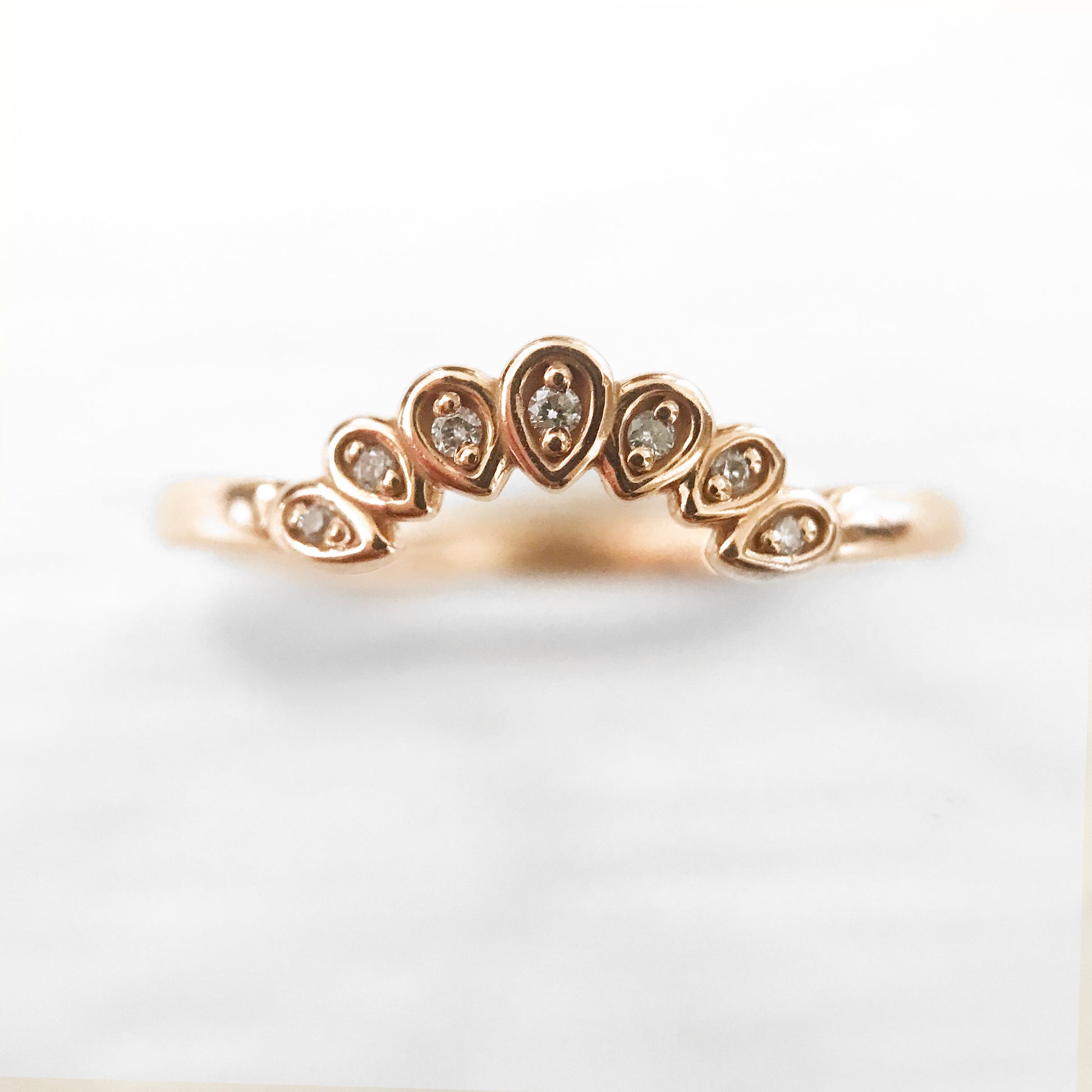 Flora - Curved antique style diamond band - Midwinter Co. Alternative Bridal Rings and Modern Fine Jewelry