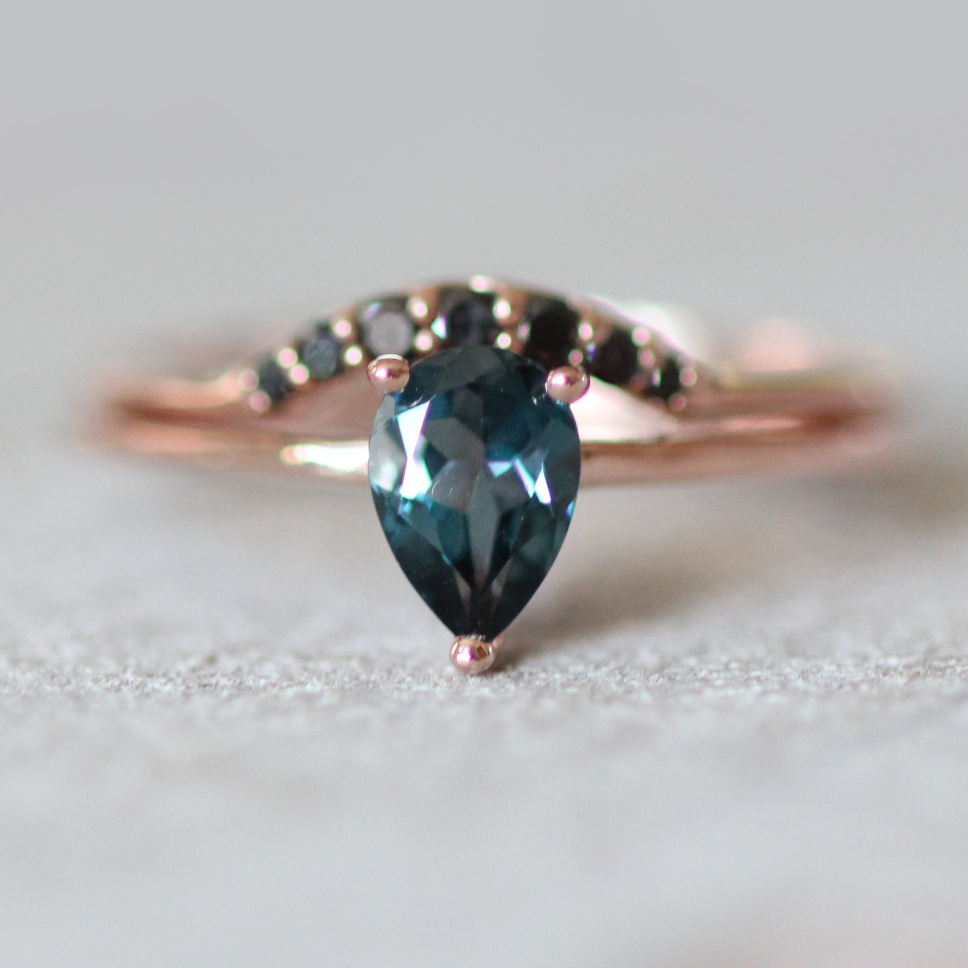 London Blue Topaz .85 carat Pear Cut - Your choice of metal - Custom - Midwinter Co. Alternative Bridal Rings and Modern Fine Jewelry