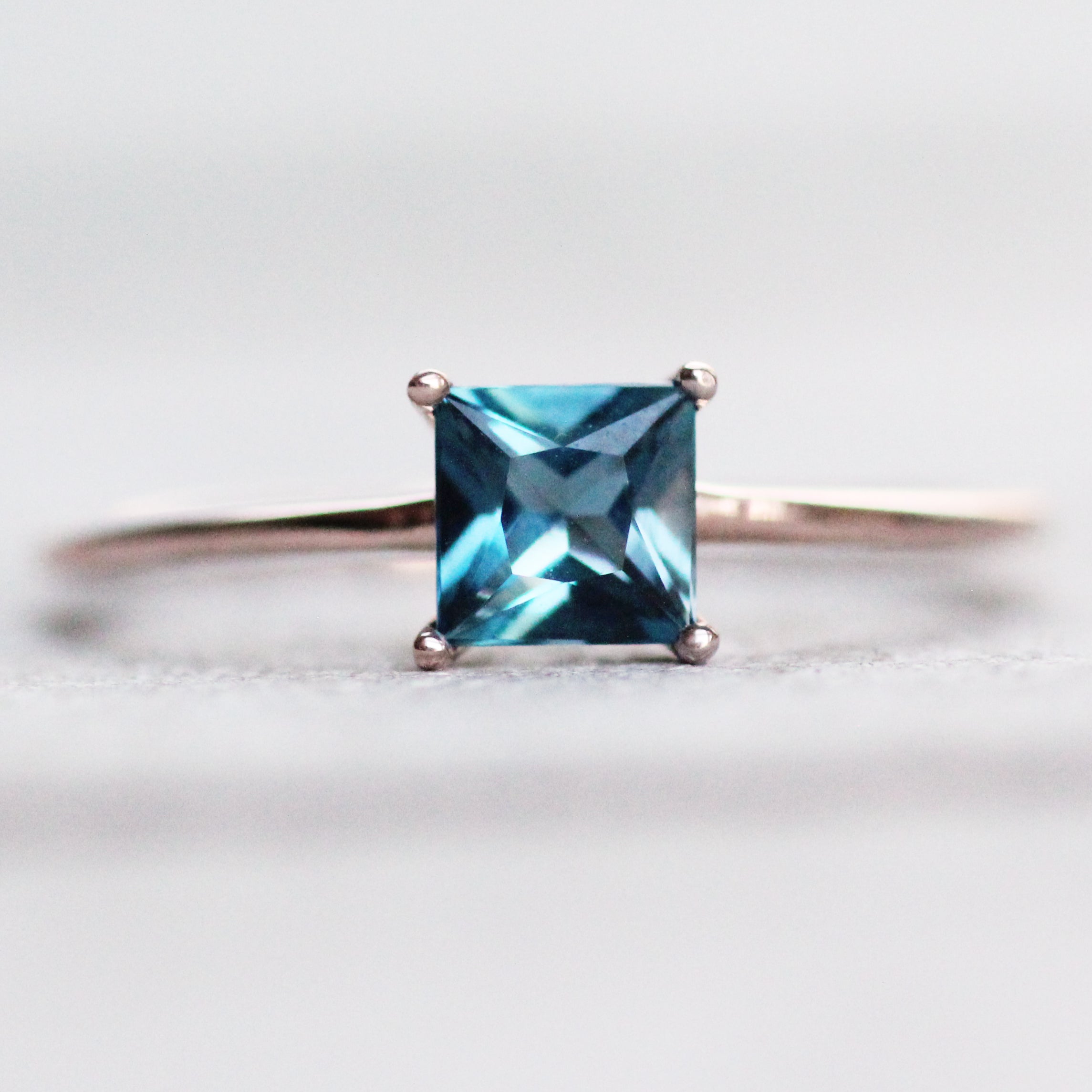 London Blue Topaz .83 carat 5mm Princess Square Cut Ring - Your choice ...
