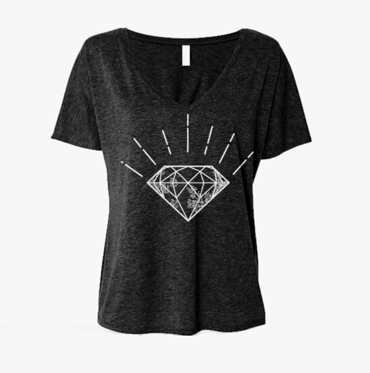 Perfectly Imperfect - Diamond - Slouchy & Soft V Neck T-shirt by Midwinter Co. - Midwinter Co. Alternative Bridal Rings and Modern Fine Jewelry