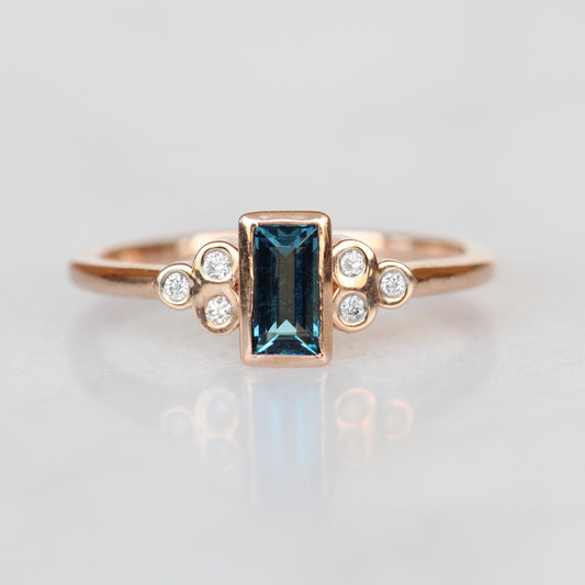Sophia - London Blue Topaz in Rose Gold Ring - Made to order - Midwinter Co. Alternative Bridal Rings and Modern Fine Jewelry