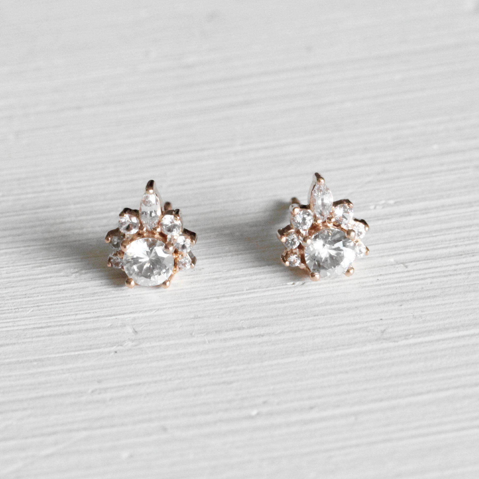 Zoe Earrings with White Sapphires - 14k of Your Choice - Made to Order - Midwinter Co. Alternative Bridal Rings and Modern Fine Jewelry